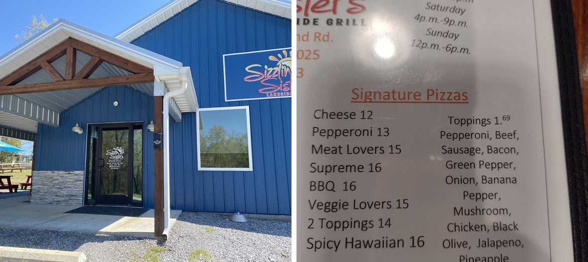 Sizzlin' Sisters Lakeside Grill Menu